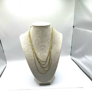 Vintage Gold Tone Multi-Strand Necklace 16 inches Lightweight